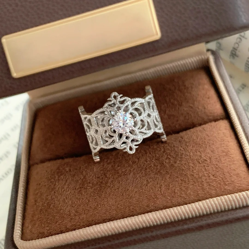 Light Luxury Adjustable Open Ring with Diamond Niche Design for Women - Versatile European American Style Jewelry Light Luxury Adjustable Open Ring with Diamond Niche Design for Women - Versatile European American Style Jewelry