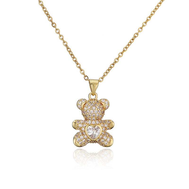 Light Luxury Full Diamond Small Bear Necklace for Women, Versatile Clavicle Chain, High-End Gift for Girlfriend Light Luxury Full Diamond Small Bear Necklace for Women, Versatile Clavicle Chain, High-End Gift for Girlfriend