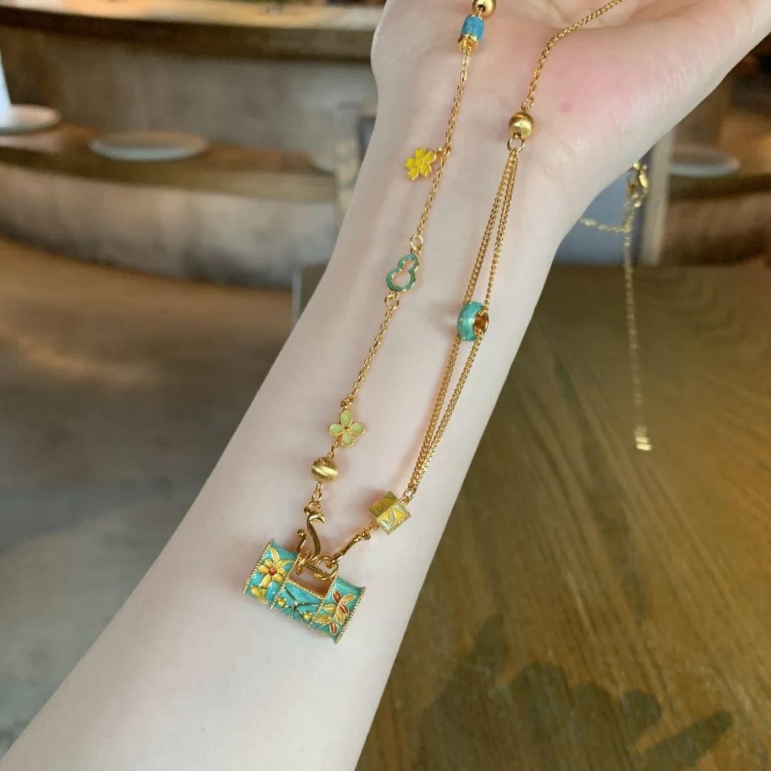 Light Luxury High-End Brushed Zircon Enamel Longevity Lock Necklace for Women - 2025 Niche Versatile Clavicle Chain Light Luxury High-End Brushed Zircon Enamel Longevity Lock Necklace for Women - 2025 Niche Versatile Clavicle Chain