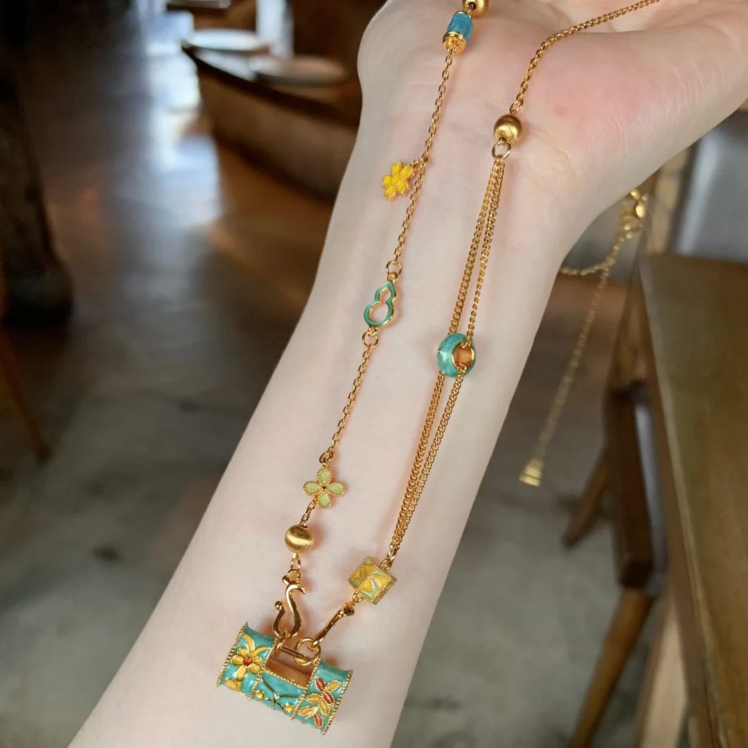 Light Luxury High-End Brushed Zircon Enamel Longevity Lock Necklace for Women - 2025 Niche Versatile Clavicle Chain