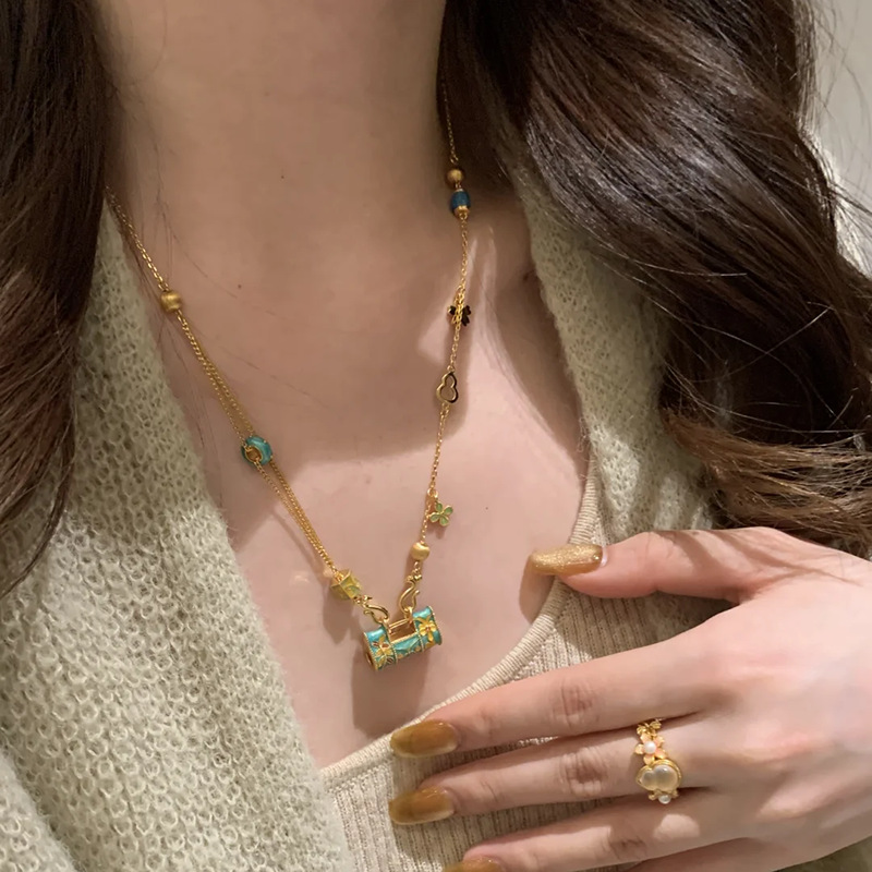 Light Luxury High-End Brushed Zircon Enamel Longevity Lock Necklace for Women - 2025 Niche Versatile Clavicle Chain Light Luxury High-End Brushed Zircon Enamel Longevity Lock Necklace for Women - 2025 Niche Versatile Clavicle Chain