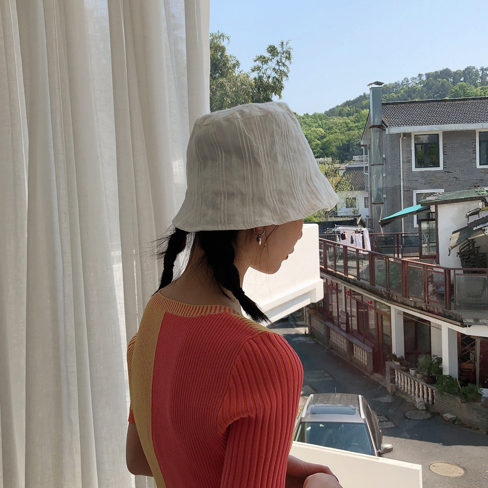 Lightweight Cotton Fisherman's Bucket Hat for Women - Breathable Spring/Summer Korean Style, Face-Slimming Design Lightweight Cotton Fisherman's Bucket Hat for Women - Breathable Spring/Summer Korean Style, Face-Slimming Design
