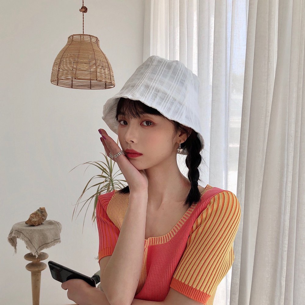 Lightweight Cotton Fisherman's Bucket Hat for Women - Breathable Spring/Summer Korean Style, Face-Slimming Design