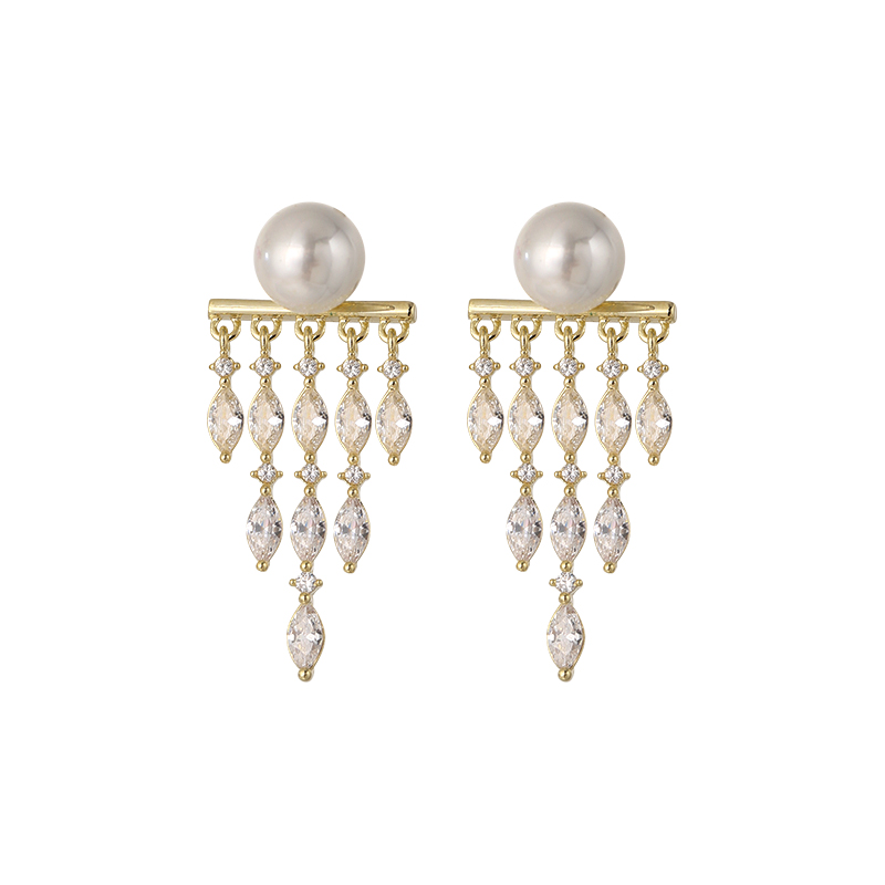 Lightweight Elegant Zircon Tassel Pearl Earrings for Women, Luxury High-End Studs with S925 Silver Pins - 2025 Fashion Essential Lightweight Elegant Zircon Tassel Pearl Earrings for Women, Luxury High-End Studs with S925 Silver Pins - 2025 Fashion Essential