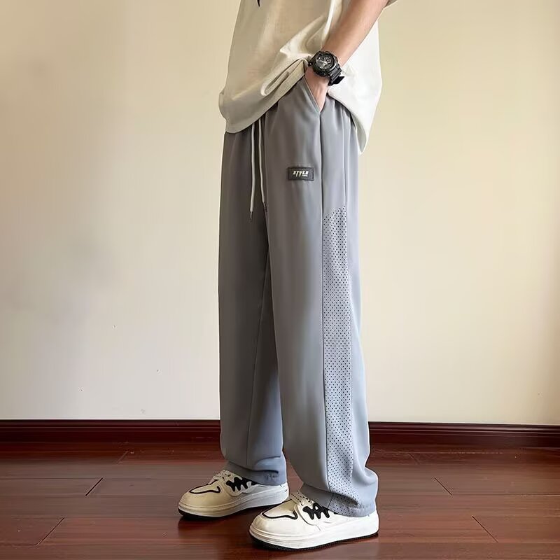 Lightweight Ice Silk Quick-Dry Mesh Casual Pants for Men, Straight Loose Fit Trousers, Summer 2025 Style Lightweight Ice Silk Quick-Dry Mesh Casual Pants for Men, Straight Loose Fit Trousers, Summer 2025 Style