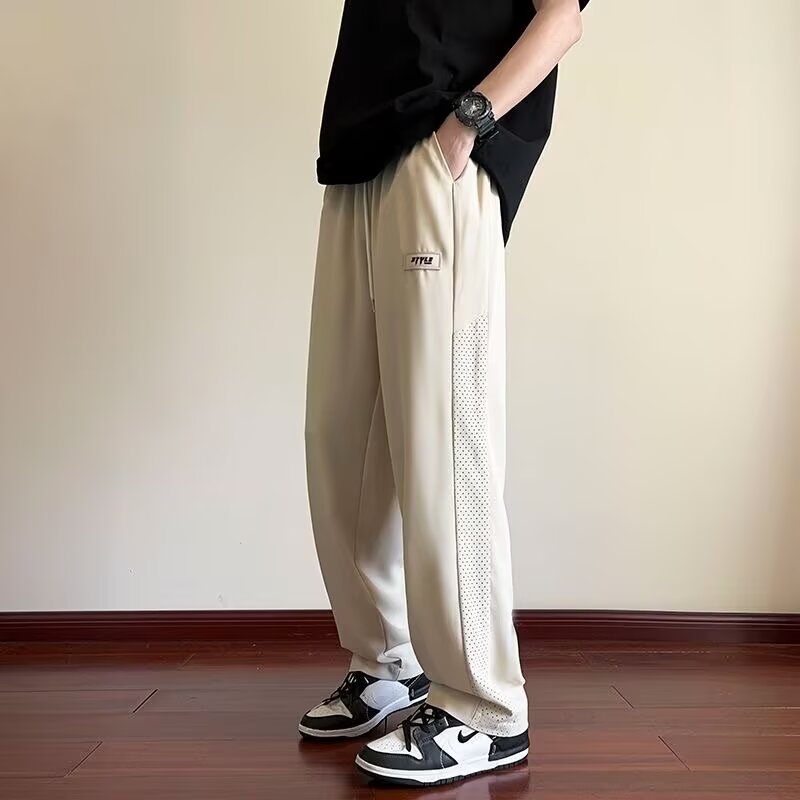 Lightweight Ice Silk Quick-Dry Mesh Casual Pants for Men, Straight Loose Fit Trousers, Summer 2025 Style Lightweight Ice Silk Quick-Dry Mesh Casual Pants for Men, Straight Loose Fit Trousers, Summer 2025 Style