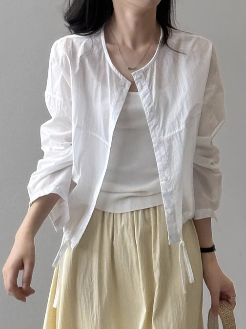 Lightweight Sun Protection Shirt - Women's Long Sleeve Blouse, 2025 Summer Drawstring Cardigan Jacket, Stylish & Versatile Fashion Essential Lightweight Sun Protection Shirt - Women's Long Sleeve Blouse, 2025 Summer Drawstring Cardigan Jacket, Stylish & Versatile Fashion Essential