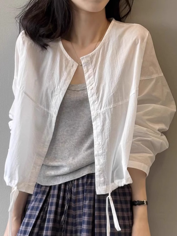 Lightweight Sun Protection Shirt - Women's Long Sleeve Blouse, 2025 Summer Drawstring Cardigan Jacket, Stylish & Versatile Fashion Essential