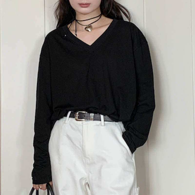 Lightweight Sun Protection V-Neck Long Sleeve T-Shirt for Women - Loose Versatile Slimming Drop Shoulder Knit Top for Summer Style Lightweight Sun Protection V-Neck Long Sleeve T-Shirt for Women - Loose Versatile Slimming Drop Shoulder Knit Top for Summer Style