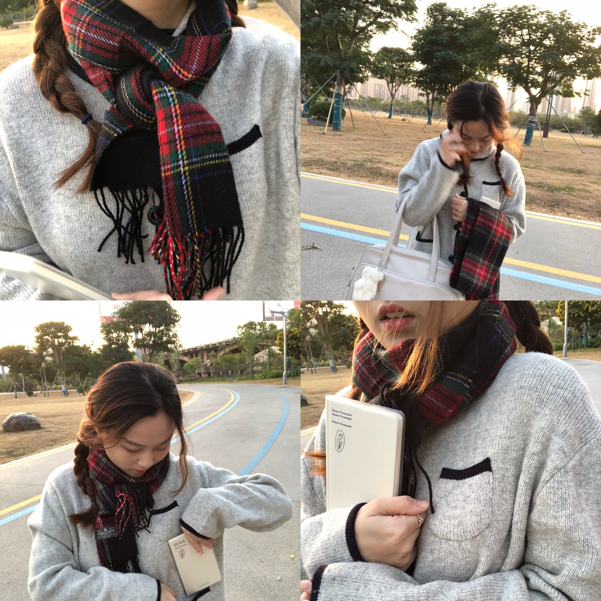 Lightweight Warm Soft Plaid Scarf - Korean Style Wool Touch for Winter - Perfect Christmas Gift for Her