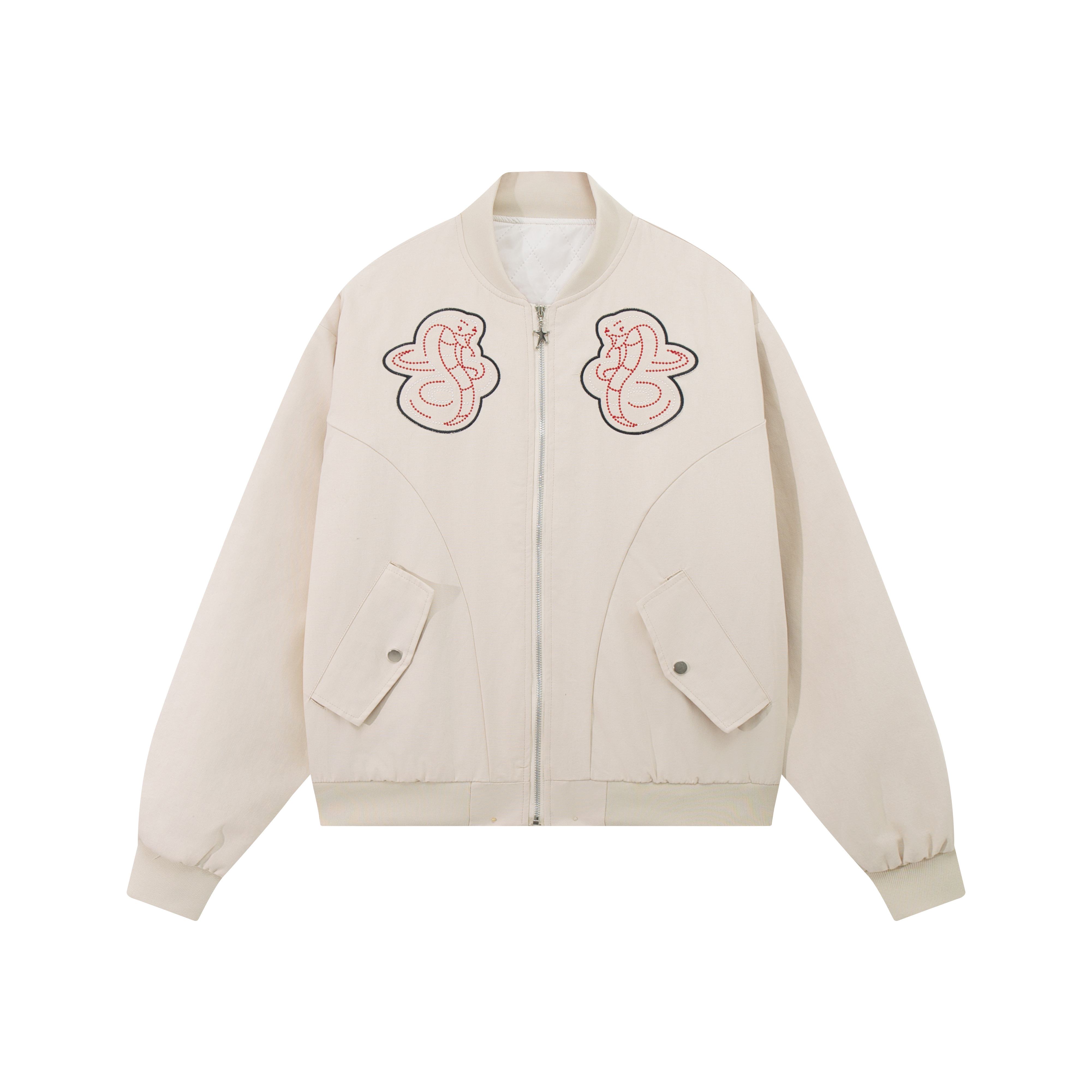 Limited Edition Embroidered Snake Flight Jacket - Vintage American Style, Spring 2025 Trend, Loose Fit Coat Limited Edition Embroidered Snake Flight Jacket - Vintage American Style, Spring 2025 Trend, Loose Fit Coat