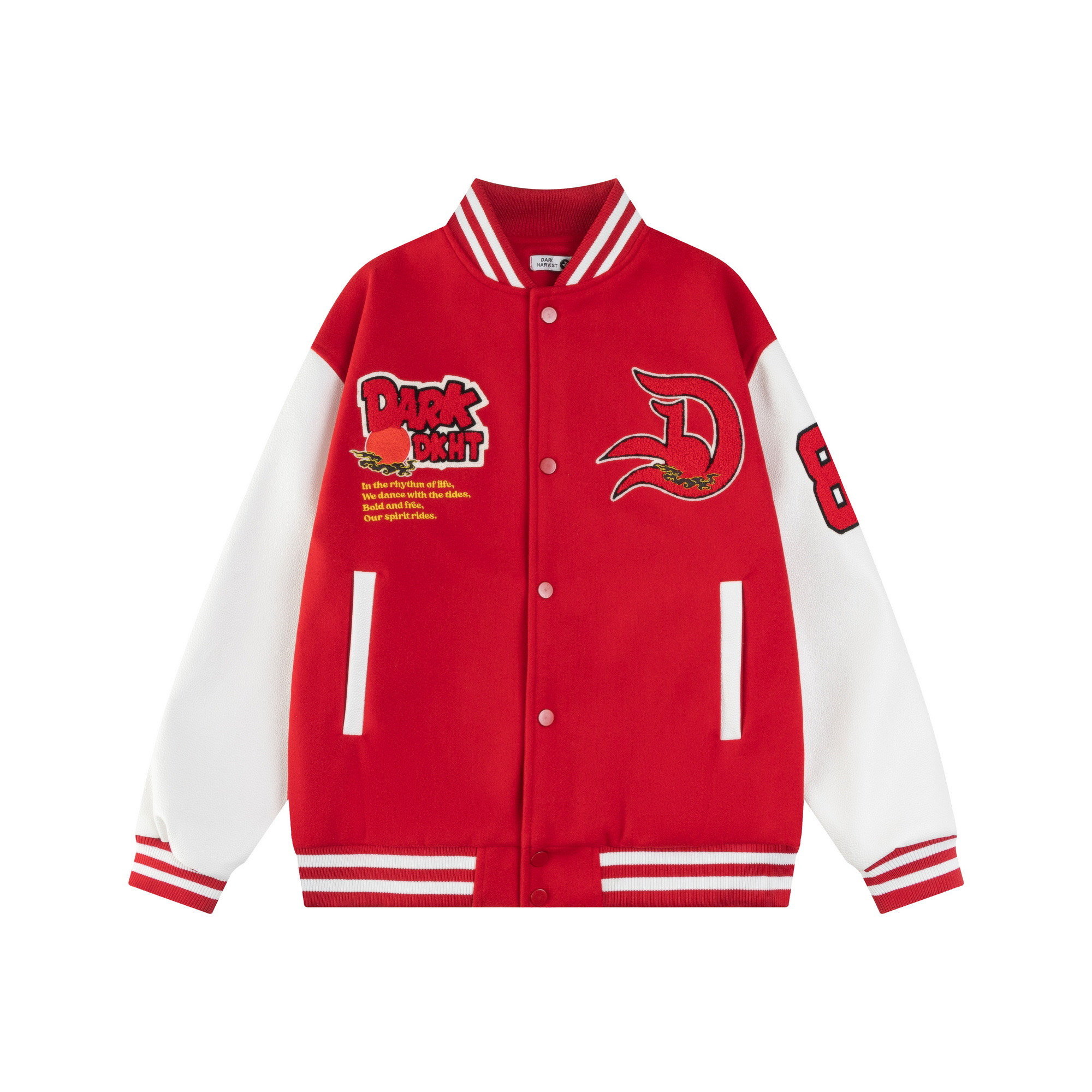 Limited Edition Velvet Embroidered Baseball Jacket for Couples - Loose Fit Red Coat, National Trend Spring Style for Year of the Snake