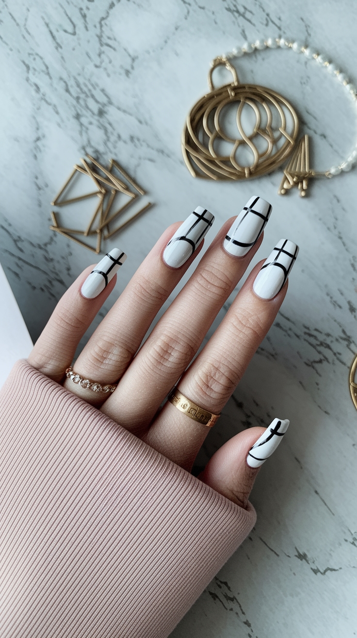 line design nail art