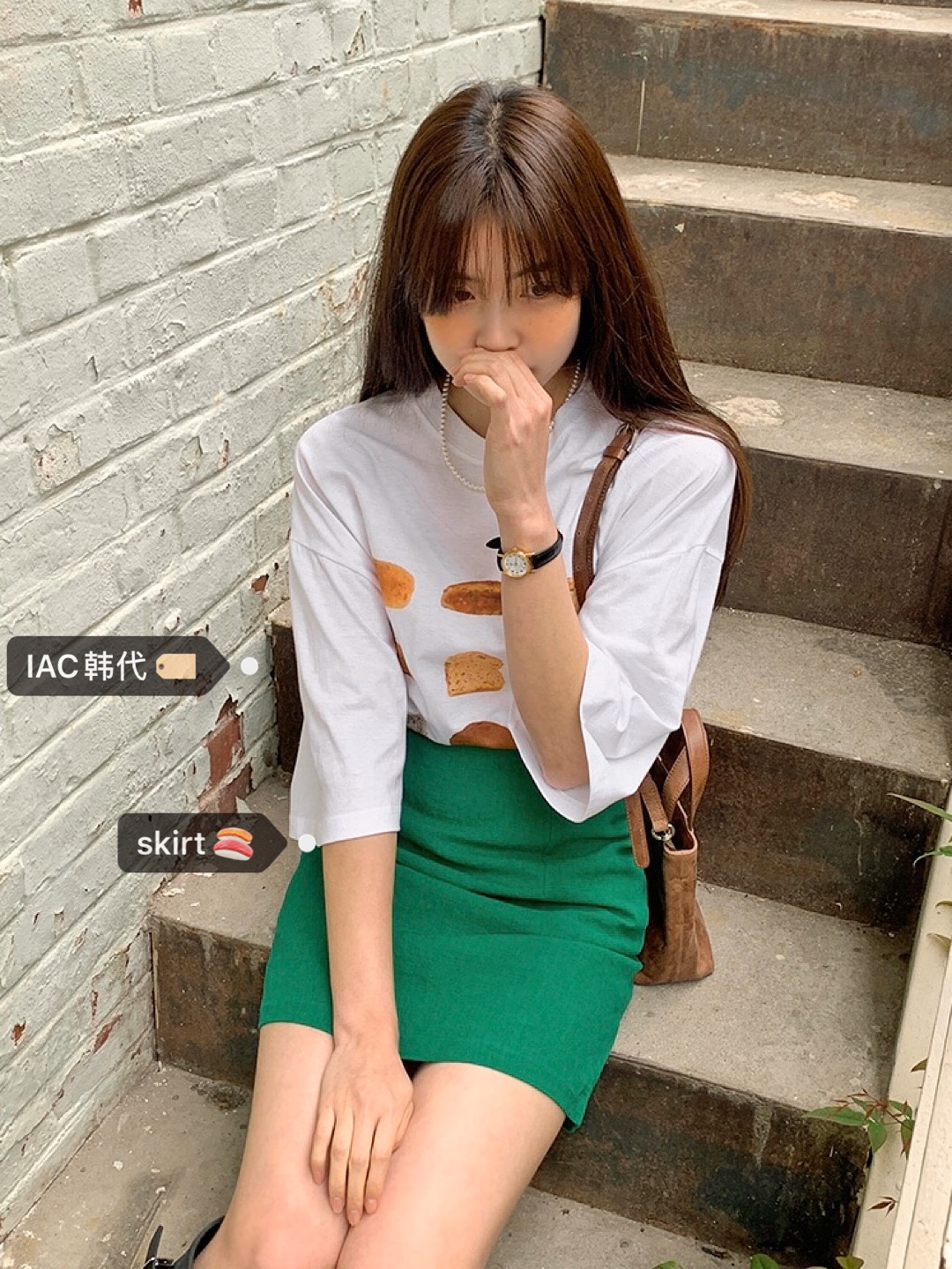 Linen Half Skirt in Lake Green - Oil Pastel Color Series, Korean Style, Vintage-Inspired Fashion