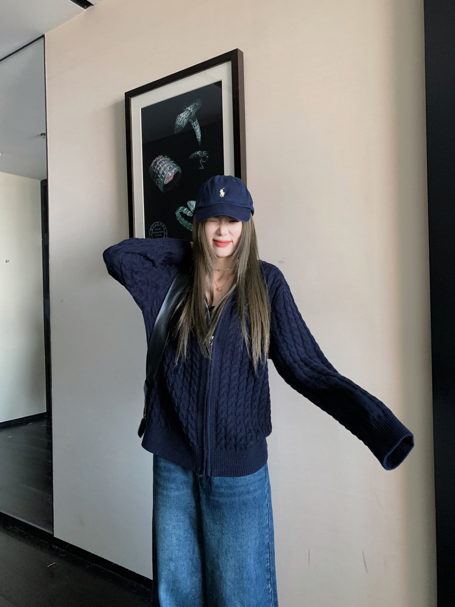 Little Jun Jun Britney Love Girl Cable Knit Hooded Cardigan - Simple Wool Knit Top for Casual Y2K Style