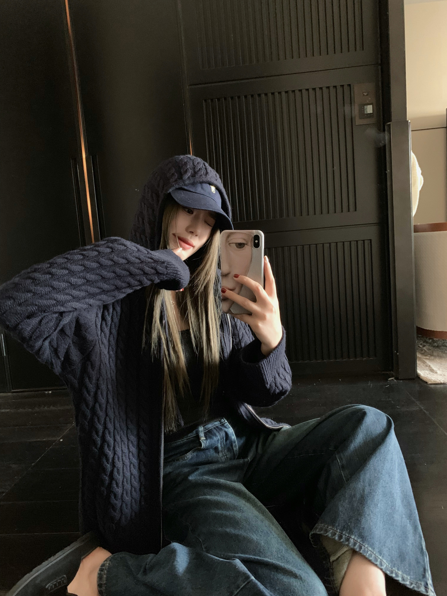 Little Jun Jun Britney Love Girl Cable Knit Hooded Cardigan - Simple Wool Knit Top for Casual Y2K Style Little Jun Jun Britney Love Girl Cable Knit Hooded Cardigan - Simple Wool Knit Top for Casual Y2K Style