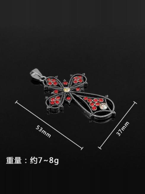 Long Angola Red Bead Cross Necklace for Zodiac Year - Gothic Y2K Aesthetic Sweater Chain Accessory Long Angola Red Bead Cross Necklace for Zodiac Year - Gothic Y2K Aesthetic Sweater Chain Accessory