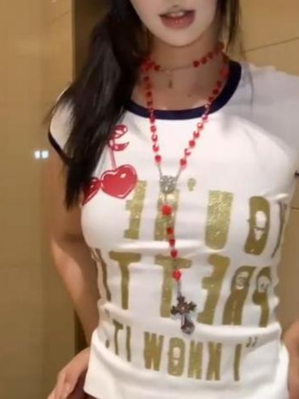 Long Angola Red Bead Cross Necklace for Zodiac Year - Gothic Y2K Aesthetic Sweater Chain Accessory Long Angola Red Bead Cross Necklace for Zodiac Year - Gothic Y2K Aesthetic Sweater Chain Accessory