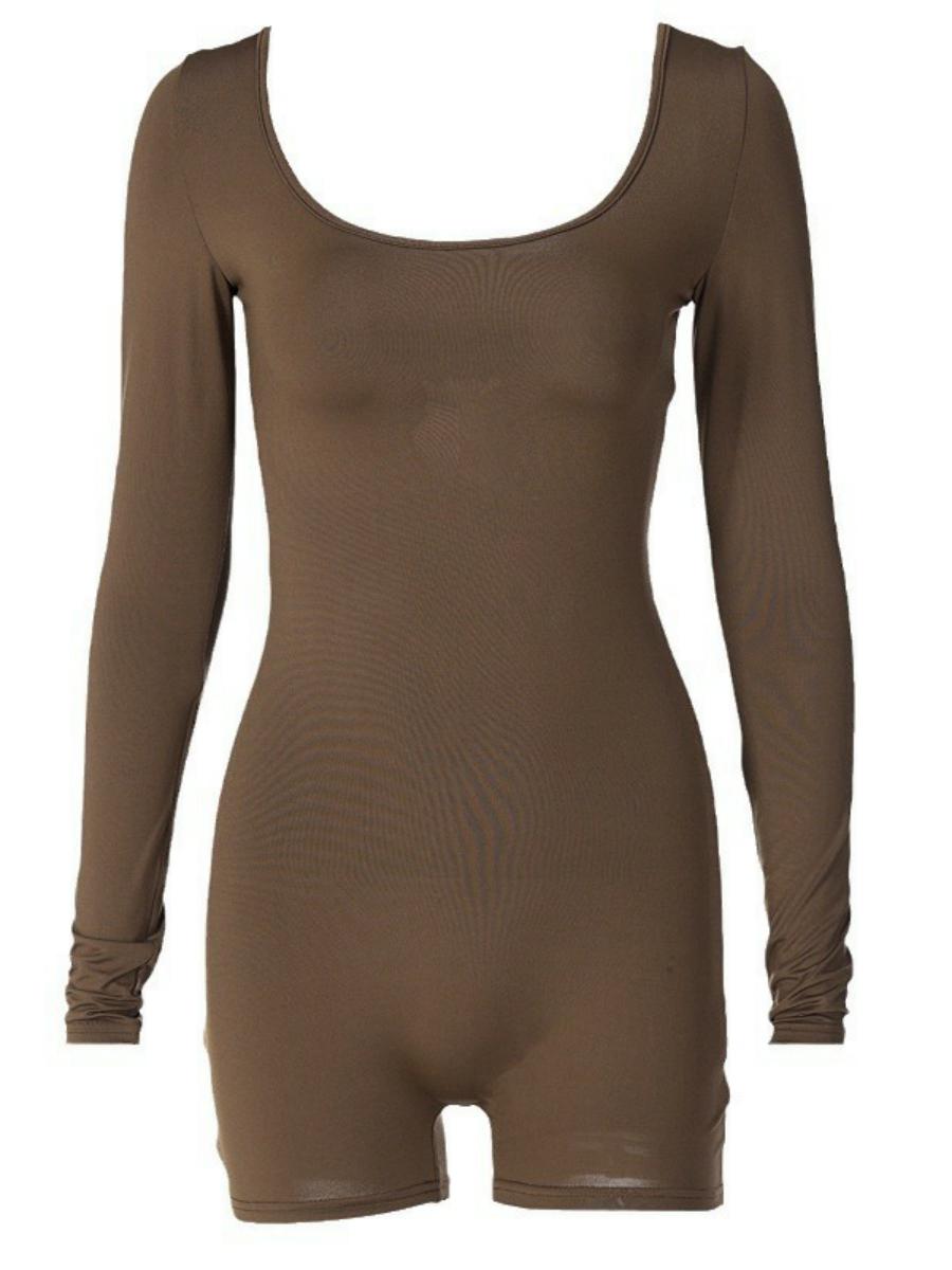 Long Sleeve U-Neck Tie Hollow Back Tight-Fitting Sports Yoga Jumpsuit for Women - Spring Summer Style, European American Fashion Long Sleeve U-Neck Tie Hollow Back Tight-Fitting Sports Yoga Jumpsuit for Women - Spring Summer Style, European American Fashion