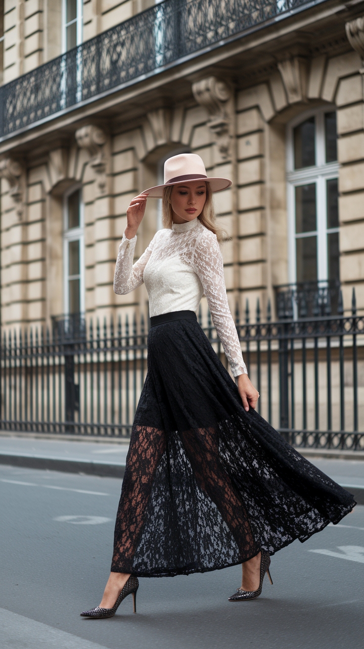 Long Black Lace Skirt Outfit: Styling Your Favorite Piece outfit idea