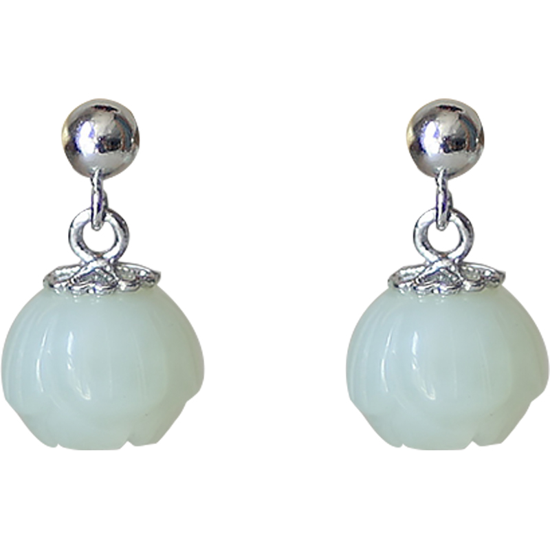 Luxe Silver S925 Lotus Pod Carved Flower Earrings with Hetian Jade Beads – Vintage National Style Jewelry Luxe Silver S925 Lotus Pod Carved Flower Earrings with Hetian Jade Beads – Vintage National Style Jewelry