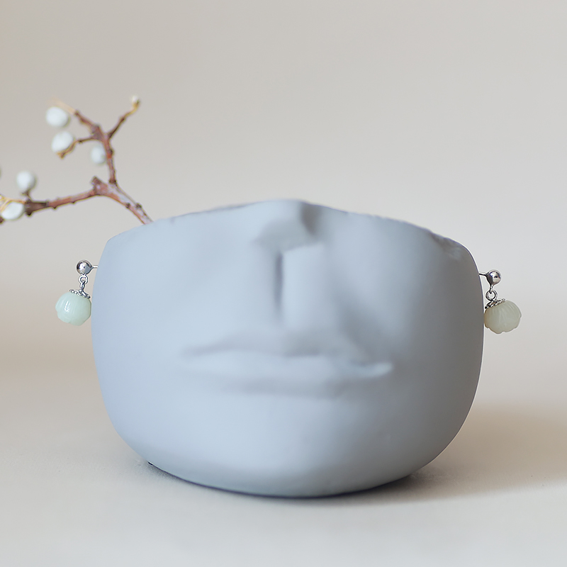 Luxe Silver S925 Lotus Pod Carved Flower Earrings with Hetian Jade Beads – Vintage National Style Jewelry