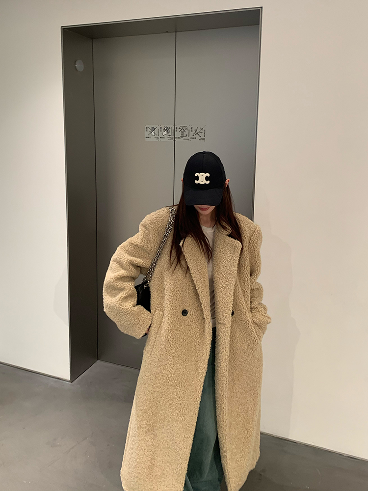 Luxury Eco-Friendly Faux Fur Long Wool Coat for Women - Stylish Outerwear for Spring & Winter, Chic Upper East Side Fashion Luxury Eco-Friendly Faux Fur Long Wool Coat for Women - Stylish Outerwear for Spring & Winter, Chic Upper East Side Fashion