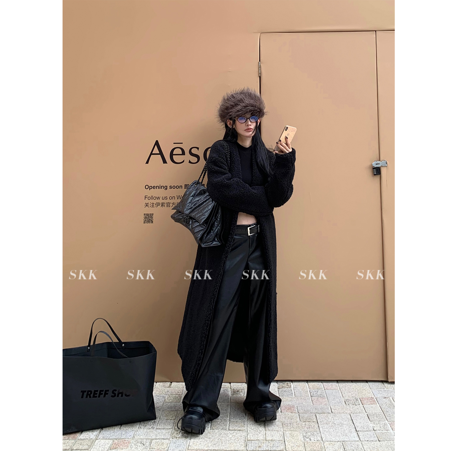 Luxury Eco-Friendly Faux Fur Long Wool Coat for Women - Stylish Outerwear for Spring & Winter, Chic Upper East Side Fashion Luxury Eco-Friendly Faux Fur Long Wool Coat for Women - Stylish Outerwear for Spring & Winter, Chic Upper East Side Fashion