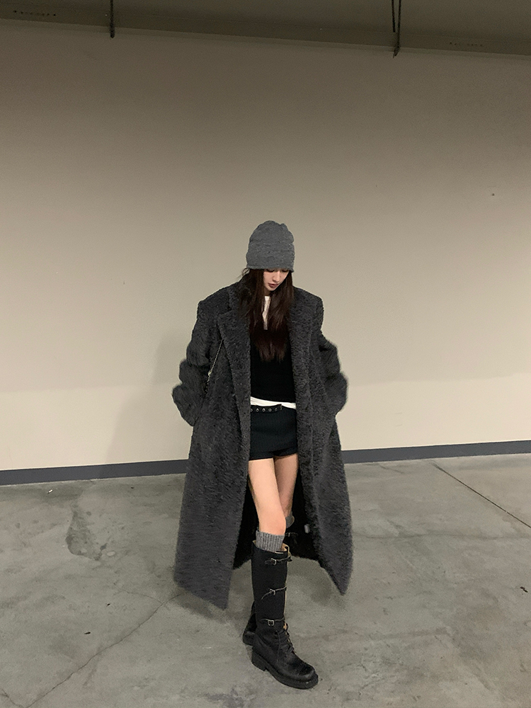 Luxury Eco-Friendly Faux Fur Long Wool Coat for Women - Stylish Outerwear for Spring & Winter, Chic Upper East Side Fashion Luxury Eco-Friendly Faux Fur Long Wool Coat for Women - Stylish Outerwear for Spring & Winter, Chic Upper East Side Fashion