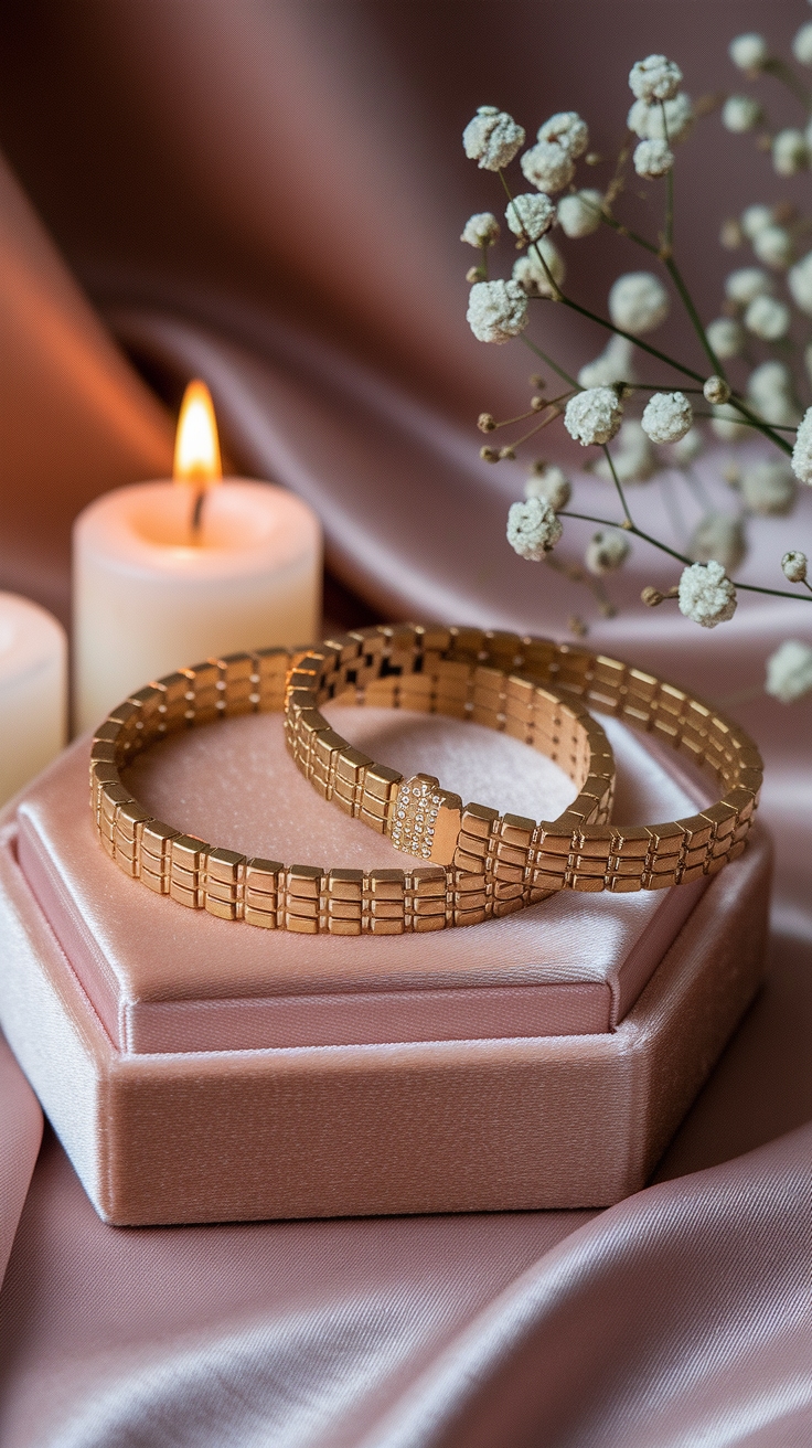 Elegant Matching Gold Bracelets for Couples outfit idea