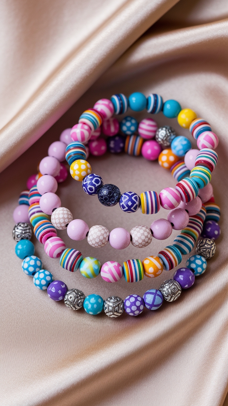 Colorful Matching Pony Bead Bracelets for Kids outfit idea