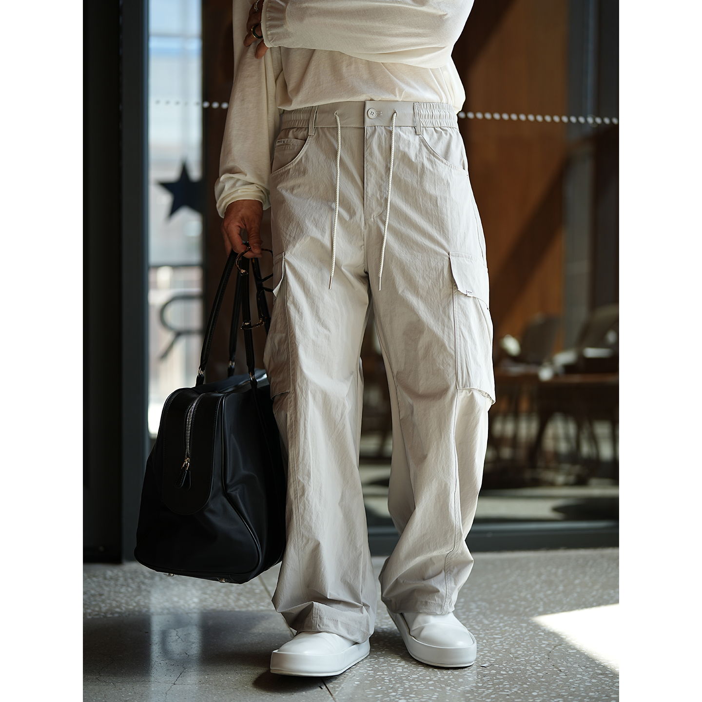 Men's Adjustable Cuff Cargo Pants - Two-Way Wear, Large Pockets, Elastic Waist, Casual Summer Trendy High Street Style