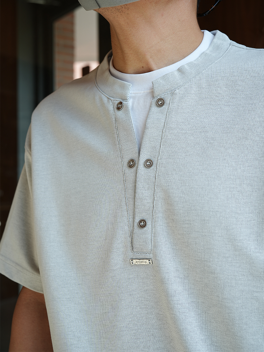 Men's American Retro Button-Up Henley Fake Two-Piece Short Sleeve T-Shirt - Trendy Summer Loose Fit Casual Top Men's American Retro Button-Up Henley Fake Two-Piece Short Sleeve T-Shirt - Trendy Summer Loose Fit Casual Top