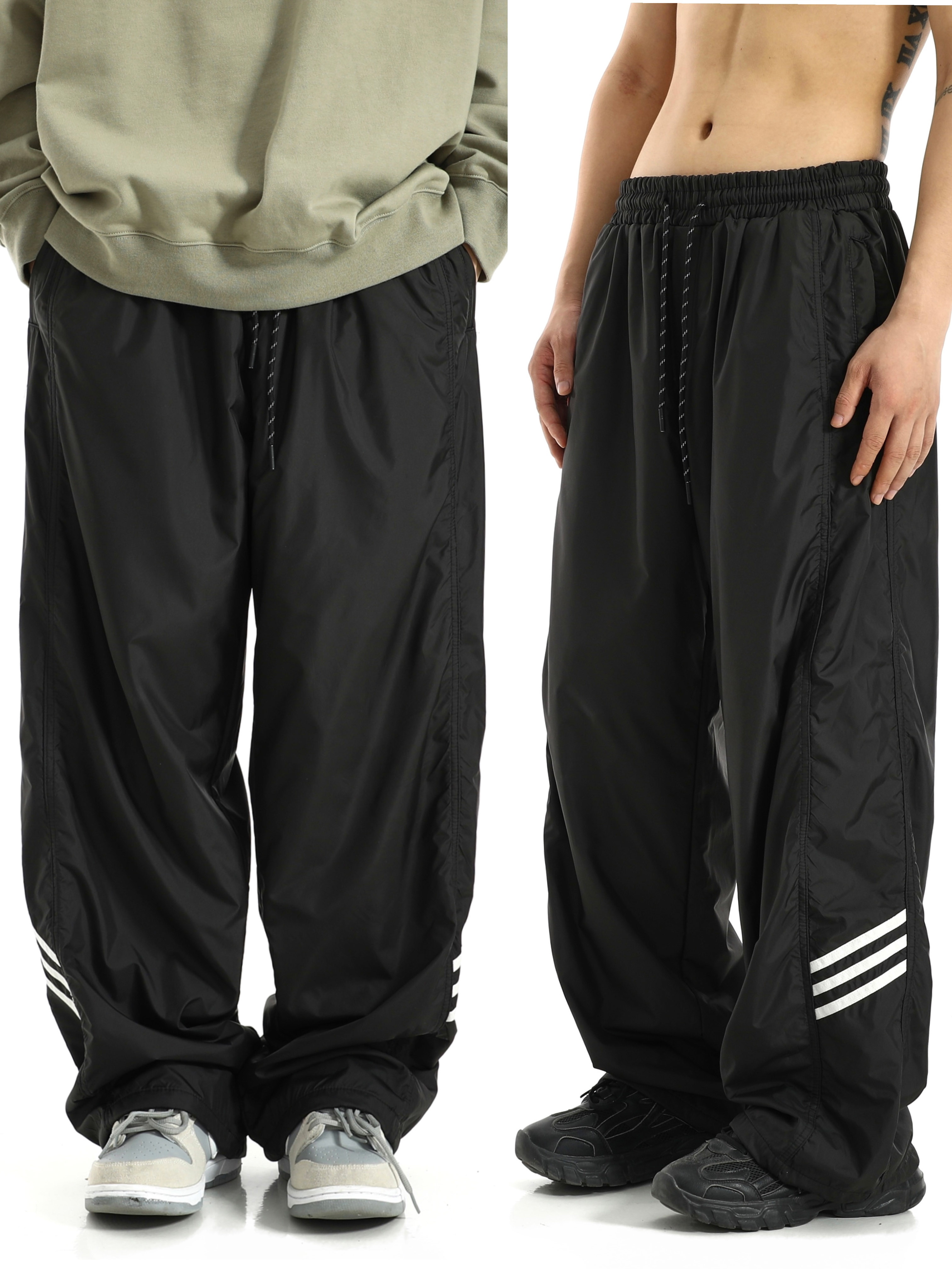 Men's American Retro Striped Sports Pants - Loose Drape Long Sweatpants for Spring/Summer, Versatile High Street Style