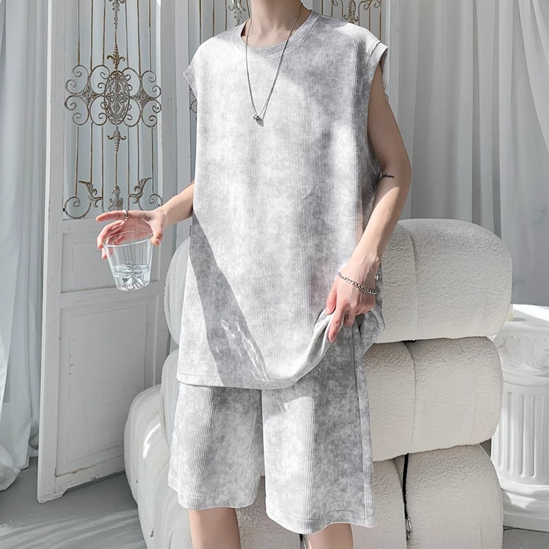 Men's American-Style Tie-Dye Sports Suit - Summer Ice Silk Breathable Casual Loose Basketball Vest & Trendy Fitness Shorts Men's American-Style Tie-Dye Sports Suit - Summer Ice Silk Breathable Casual Loose Basketball Vest & Trendy Fitness Shorts