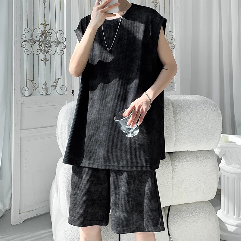 Men's American-Style Tie-Dye Sports Suit - Summer Ice Silk Breathable Casual Loose Basketball Vest & Trendy Fitness Shorts Men's American-Style Tie-Dye Sports Suit - Summer Ice Silk Breathable Casual Loose Basketball Vest & Trendy Fitness Shorts