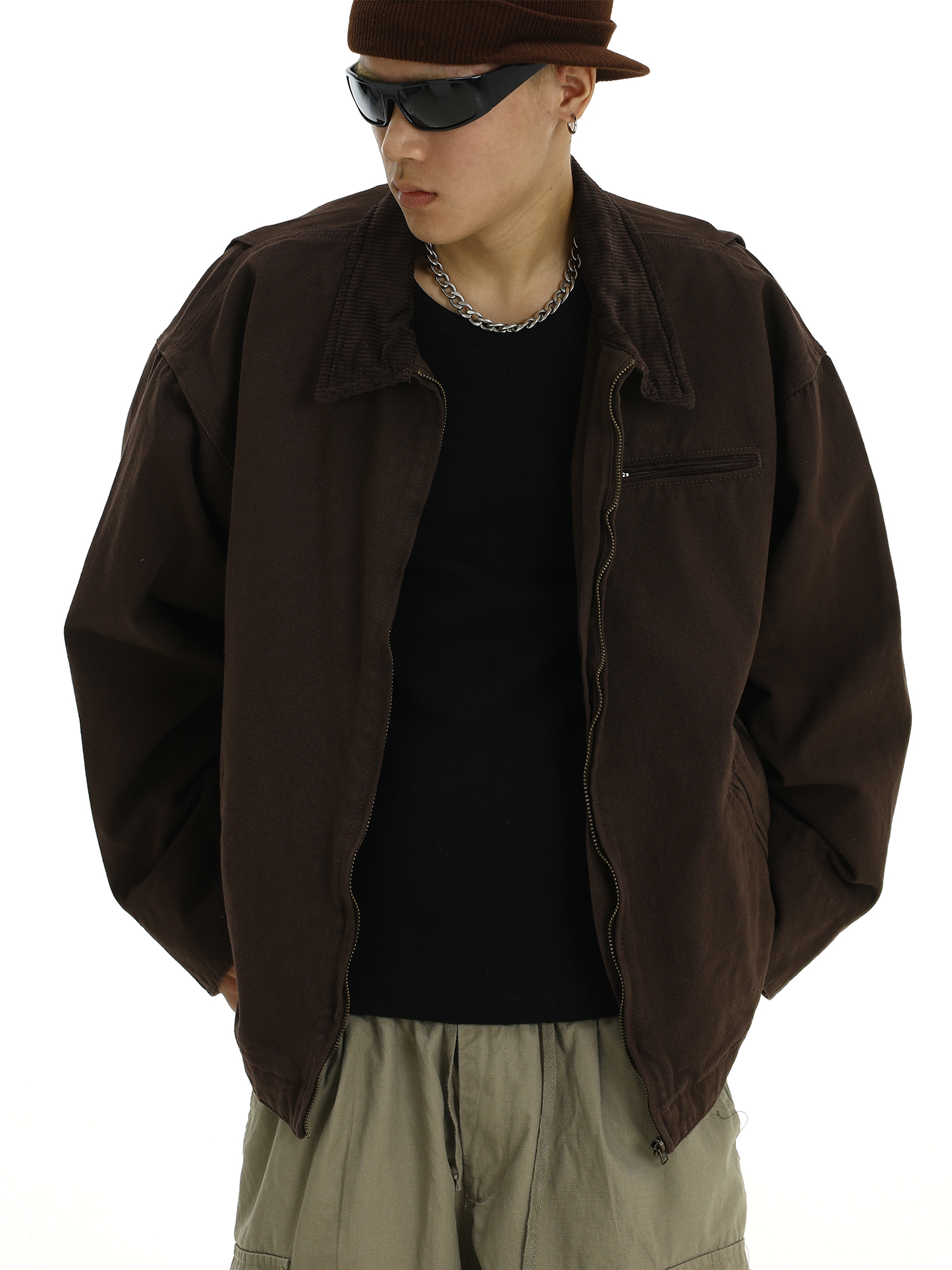 Men's American Vintage Detroit Heavyweight Washed Work Jacket - Stylish Loose Fit Versatile Outerwear for Autumn Fashion Men's American Vintage Detroit Heavyweight Washed Work Jacket - Stylish Loose Fit Versatile Outerwear for Autumn Fashion