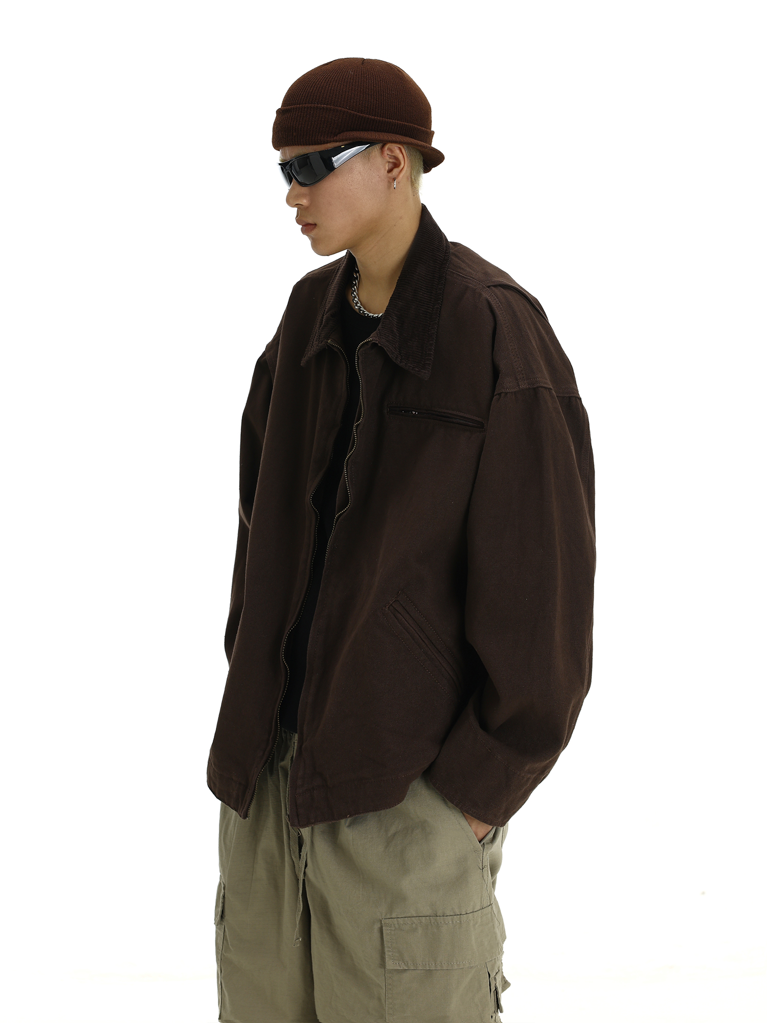 Men's American Vintage Detroit Heavyweight Washed Work Jacket - Stylish Loose Fit Versatile Outerwear for Autumn Fashion