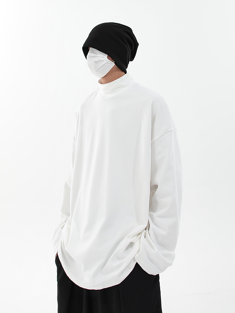 Men's Black Turtleneck Long Sleeve Sweatshirt - Oversized Casual Top for Spring & Autumn, Versatile Everyday Wear Men's Black Turtleneck Long Sleeve Sweatshirt - Oversized Casual Top for Spring & Autumn, Versatile Everyday Wear