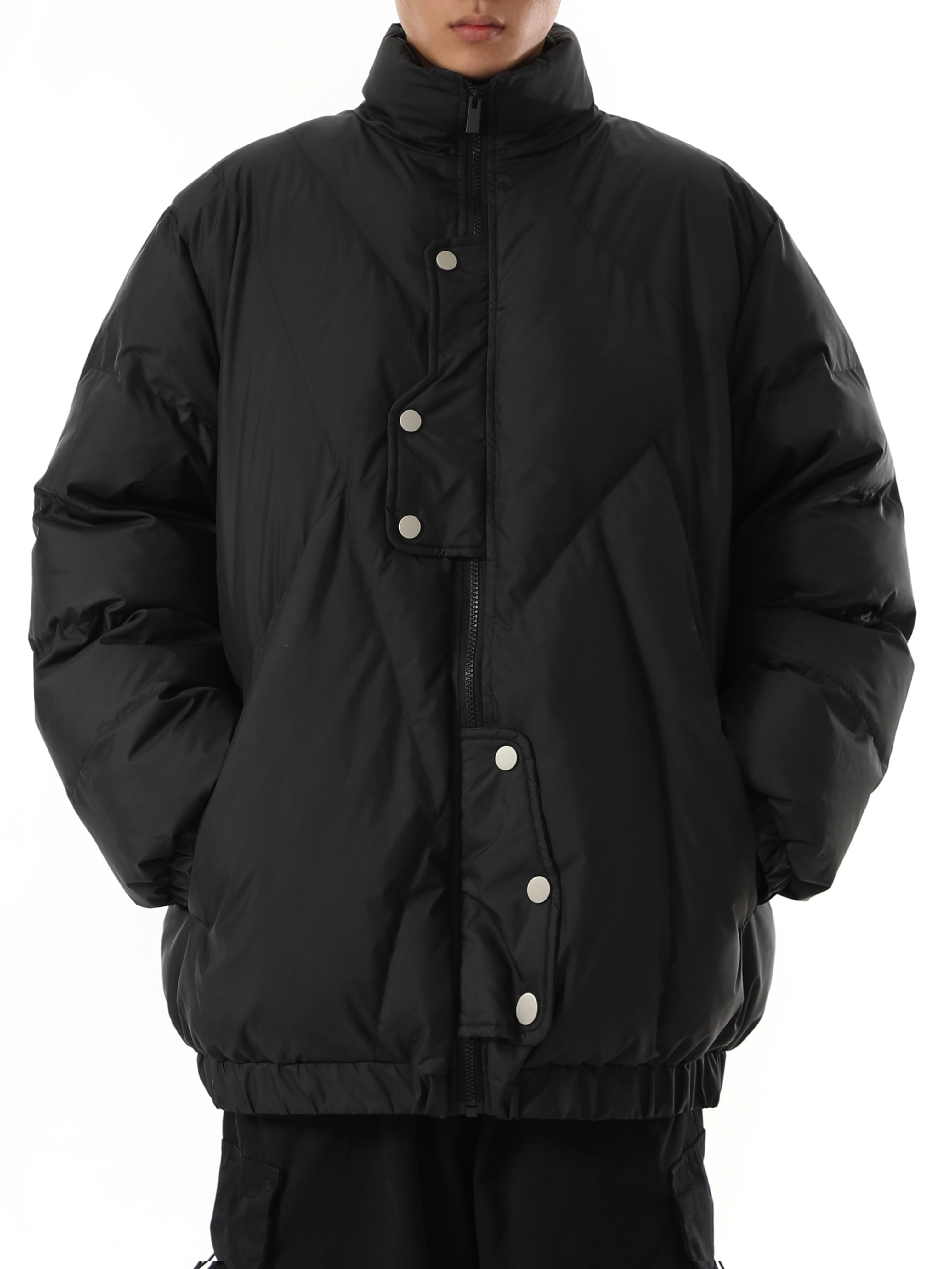 Men's Black Vintage-Inspired Loose Cotton Jacket - Versatile Retro Commuter Coat for Trendy Winter Style Men's Black Vintage-Inspired Loose Cotton Jacket - Versatile Retro Commuter Coat for Trendy Winter Style