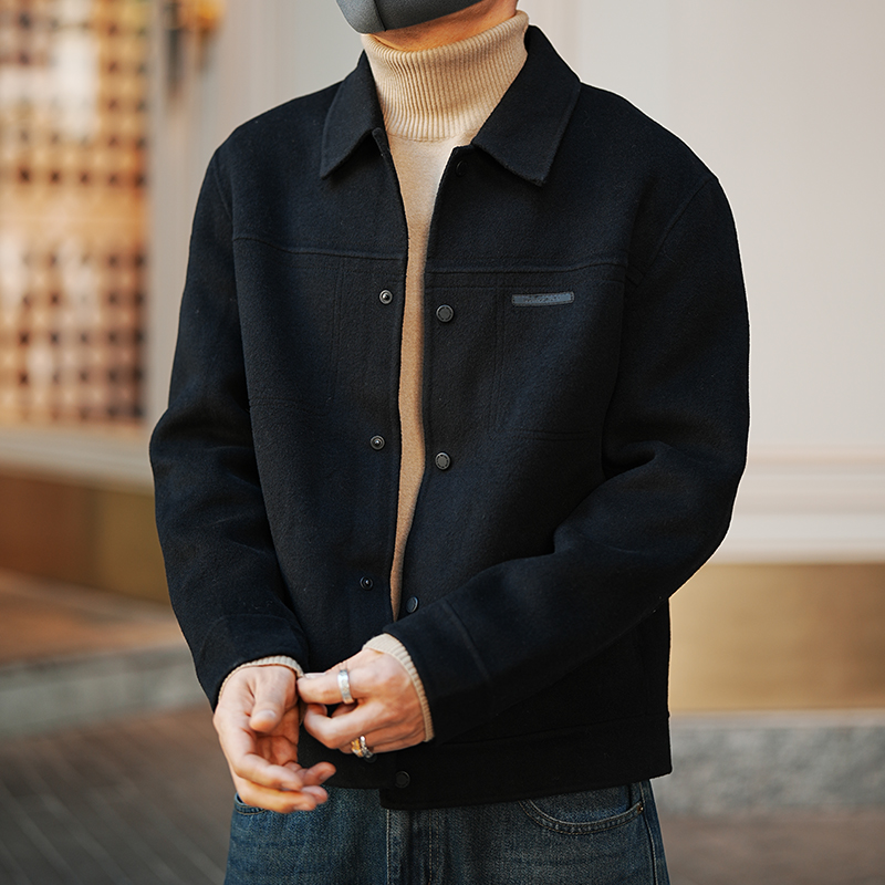 Men's Double-Sided Wool Overcoat - Stylish Winter Business Coat with Lapel - Warm High-End Feel for Commuting and Casual Wear