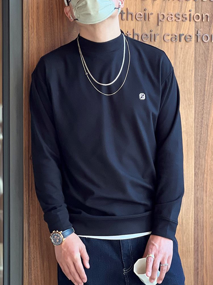 Men's Fleece Long Sleeve Turtleneck T-Shirt - High-Quality Autumn Winter Base Layer, Cozy Harbor Style Top