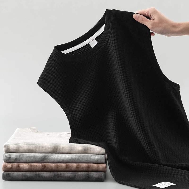 Men's Heavyweight Waffle Vest - Breathable Sleeveless Sports Tank Top for Summer Fitness, Basketball, and Outdoor Activities