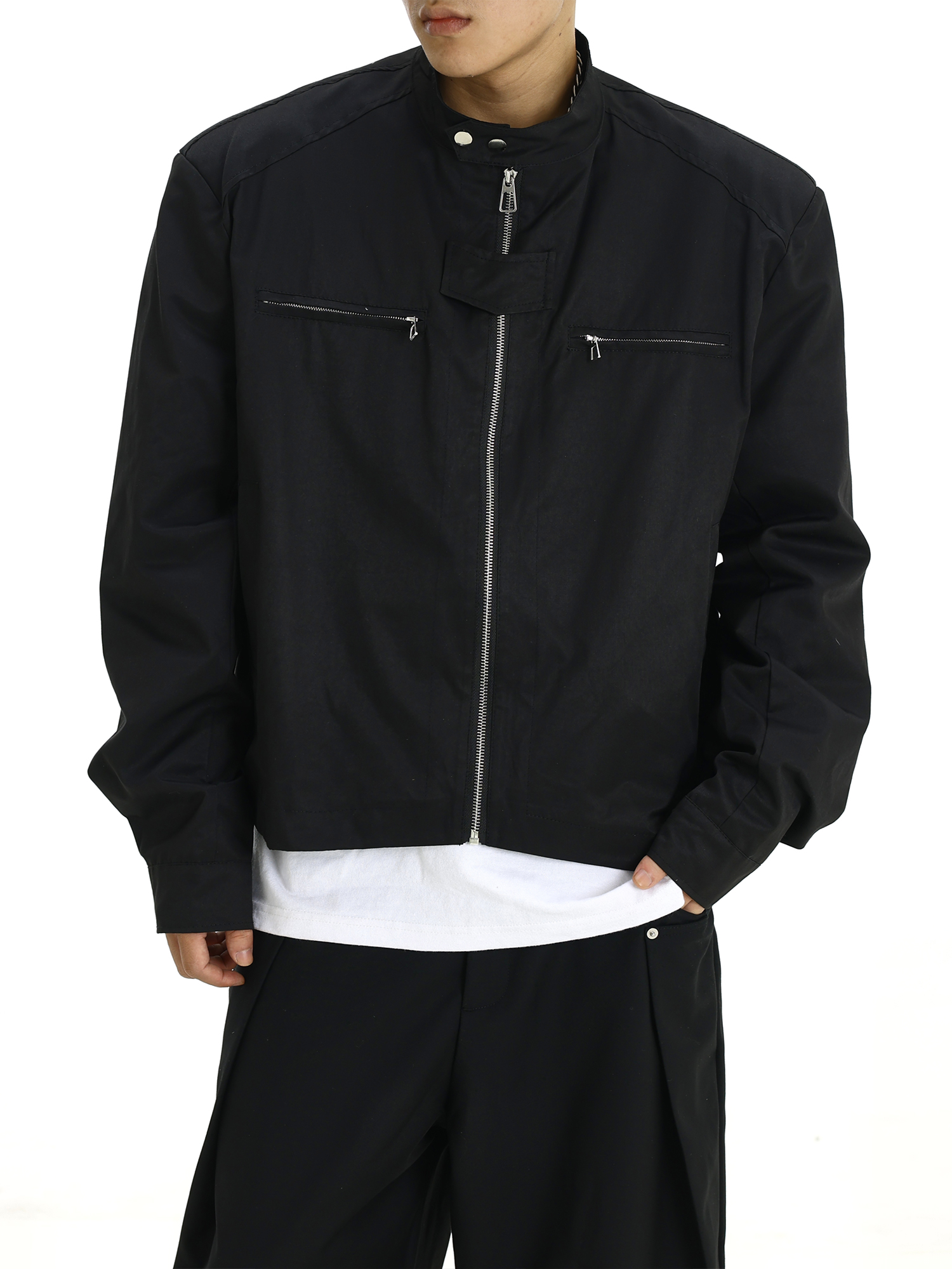 Men's High-End Shoulder Pad Short Motorcycle Jacket - Stylish American Streetwear, Loose Casual Coat for Autumn & Winter Men's High-End Shoulder Pad Short Motorcycle Jacket - Stylish American Streetwear, Loose Casual Coat for Autumn & Winter