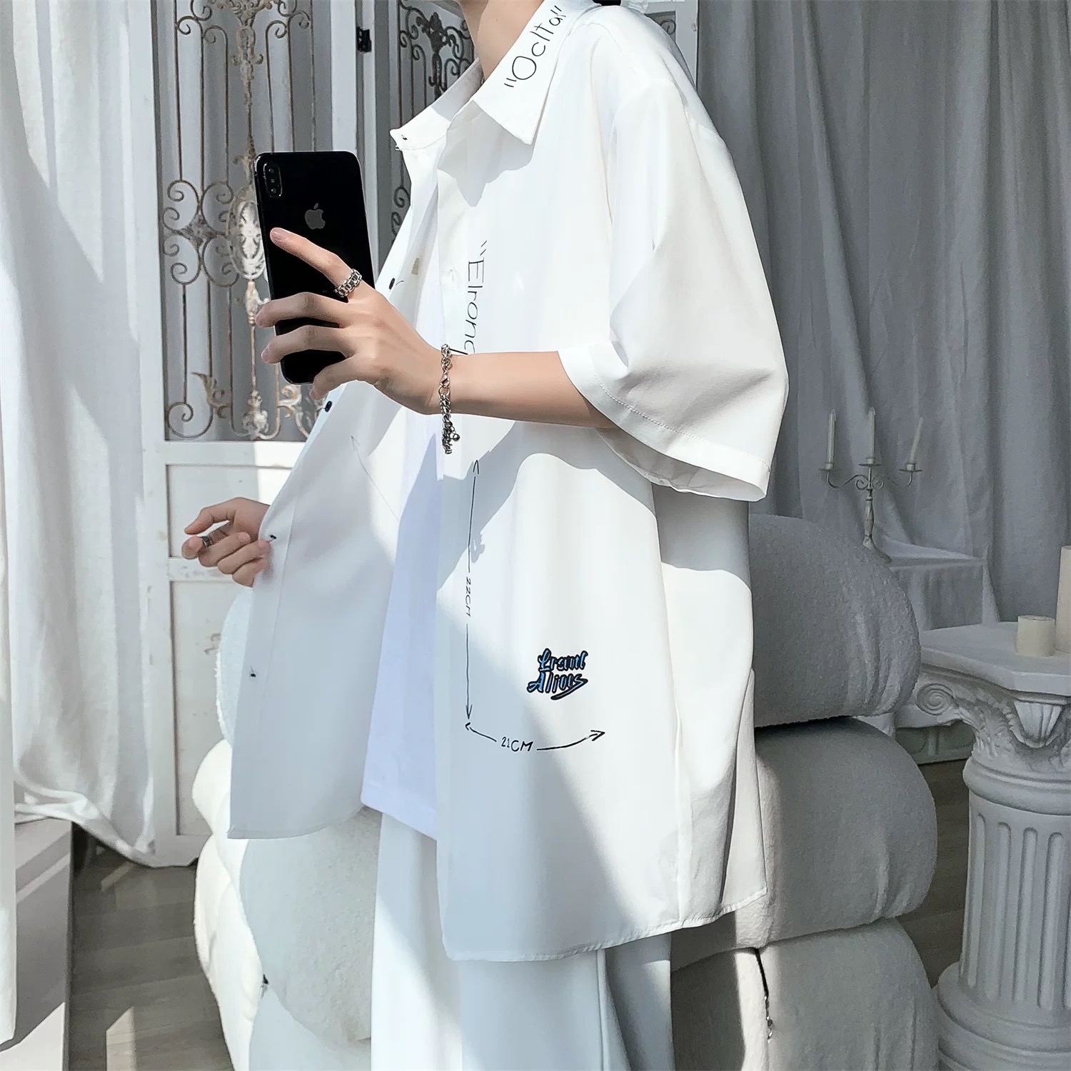 Men's Hong Kong Style Ice Silk Short Sleeve Shirt - Thin Printed Versatile Summer Jacket, Trendy 2025 Fashion Men's Hong Kong Style Ice Silk Short Sleeve Shirt - Thin Printed Versatile Summer Jacket, Trendy 2025 Fashion