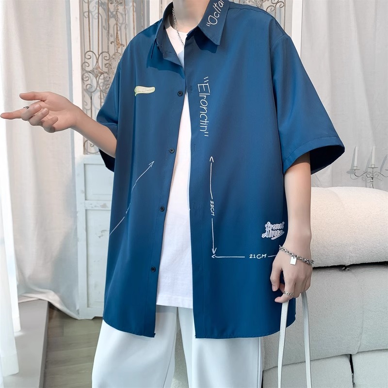Men's Hong Kong Style Ice Silk Short Sleeve Shirt - Thin Printed Versatile Summer Jacket, Trendy 2025 Fashion Men's Hong Kong Style Ice Silk Short Sleeve Shirt - Thin Printed Versatile Summer Jacket, Trendy 2025 Fashion
