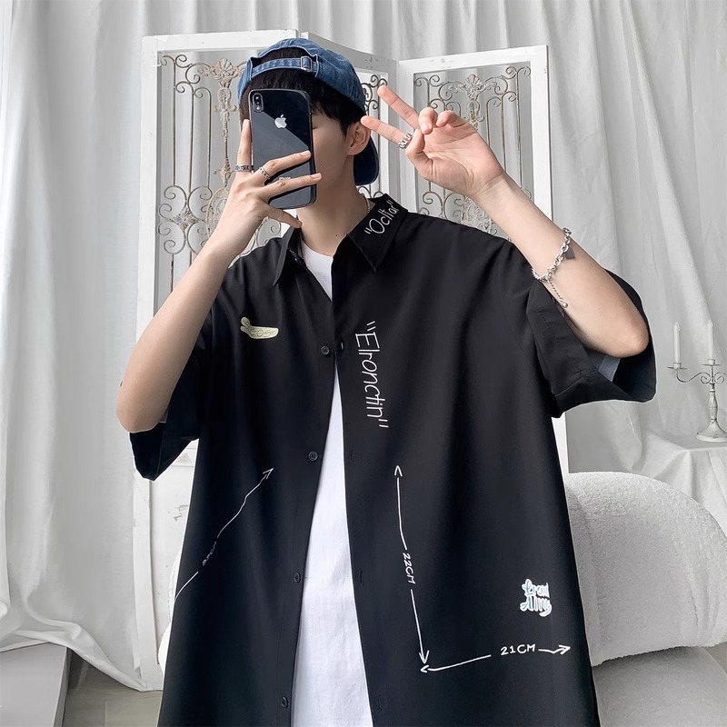 Men's Hong Kong Style Ice Silk Short Sleeve Shirt - Thin Printed Versatile Summer Jacket, Trendy 2025 Fashion Men's Hong Kong Style Ice Silk Short Sleeve Shirt - Thin Printed Versatile Summer Jacket, Trendy 2025 Fashion