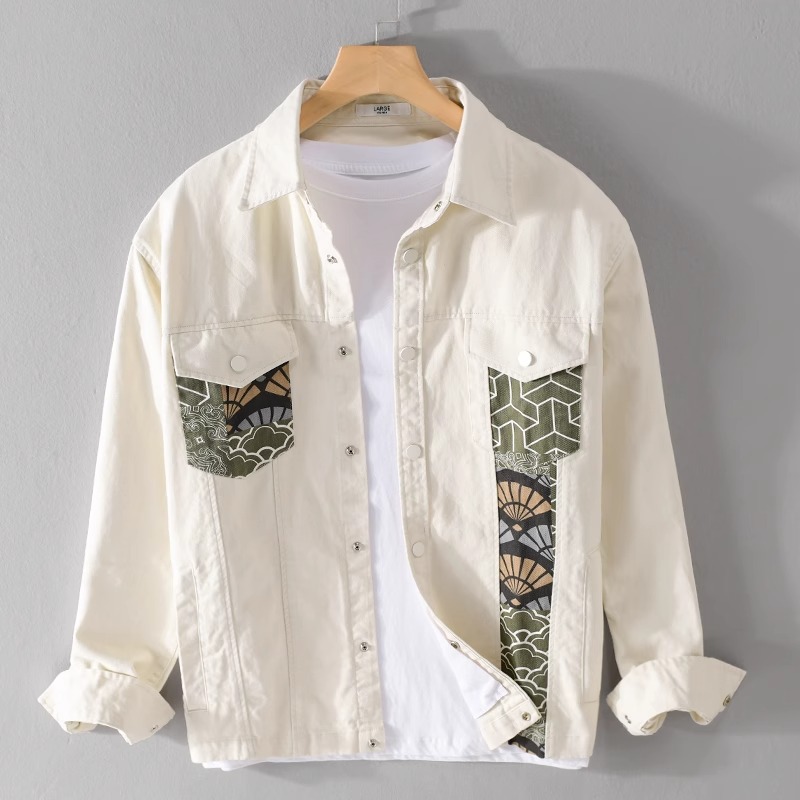 Men's Japanese-Style Spliced Lapel Jacket - Trendy Youth Hipster Workwear for Spring and Autumn Fashion