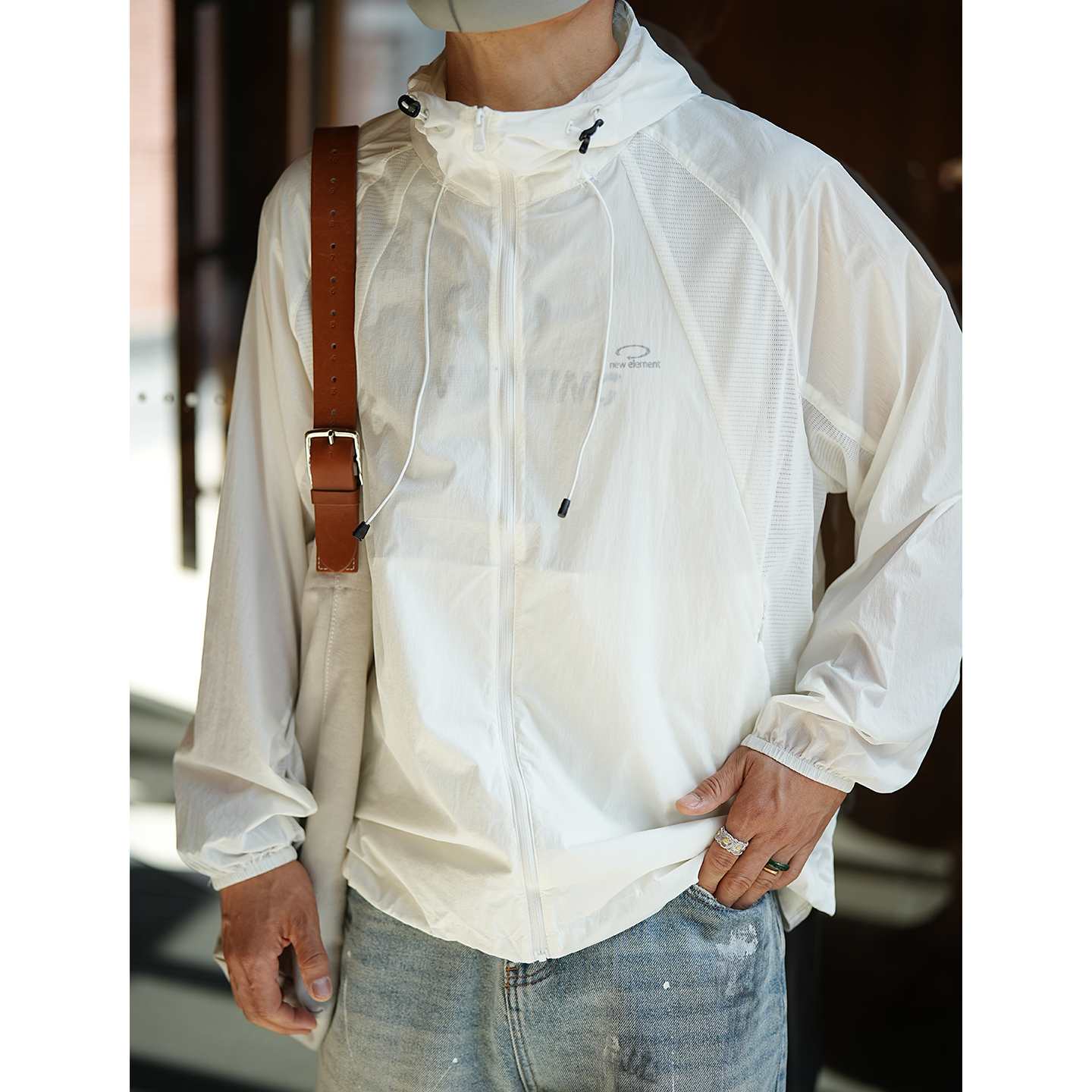 Men's Korean-Style Minimalist Color-Blocked Hooded Sun Protection Jacket - Lightweight Quick-Drying Summer Trendy Couple Outerwear