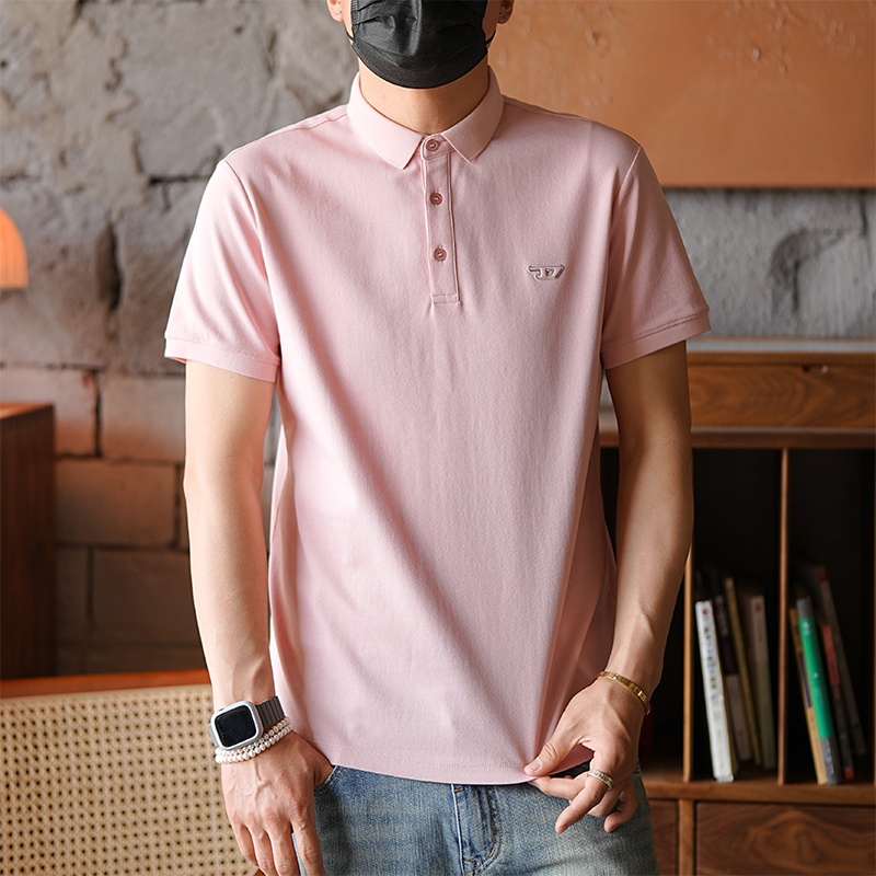 Men's Lightweight Casual Minimalist Polo Shirt - Solid Color Short Sleeve for Summer Business and Everyday Wear Men's Lightweight Casual Minimalist Polo Shirt - Solid Color Short Sleeve for Summer Business and Everyday Wear